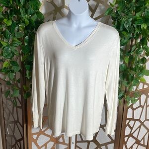 JM Collection V-neck Sweater, Ivory, XL